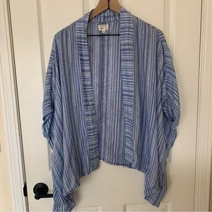 RVCA Kimono Beach Swim Coverup Blue XS/S Geometric Stripes Print